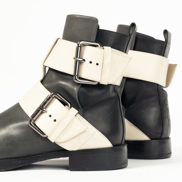 Pierre Hardy PF/14 Green Colourblock Leather Buckled-Strap Booties - Picture 7 of 10